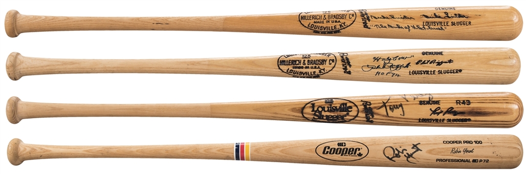 Lot of (4) Hall of Famers Single Signed Bats: Snider, Rizzuto, Perez & Yount (JSA & Beckett)